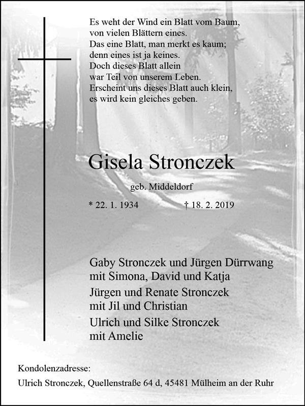 Erinnerungsbild für Gisela Stronczek